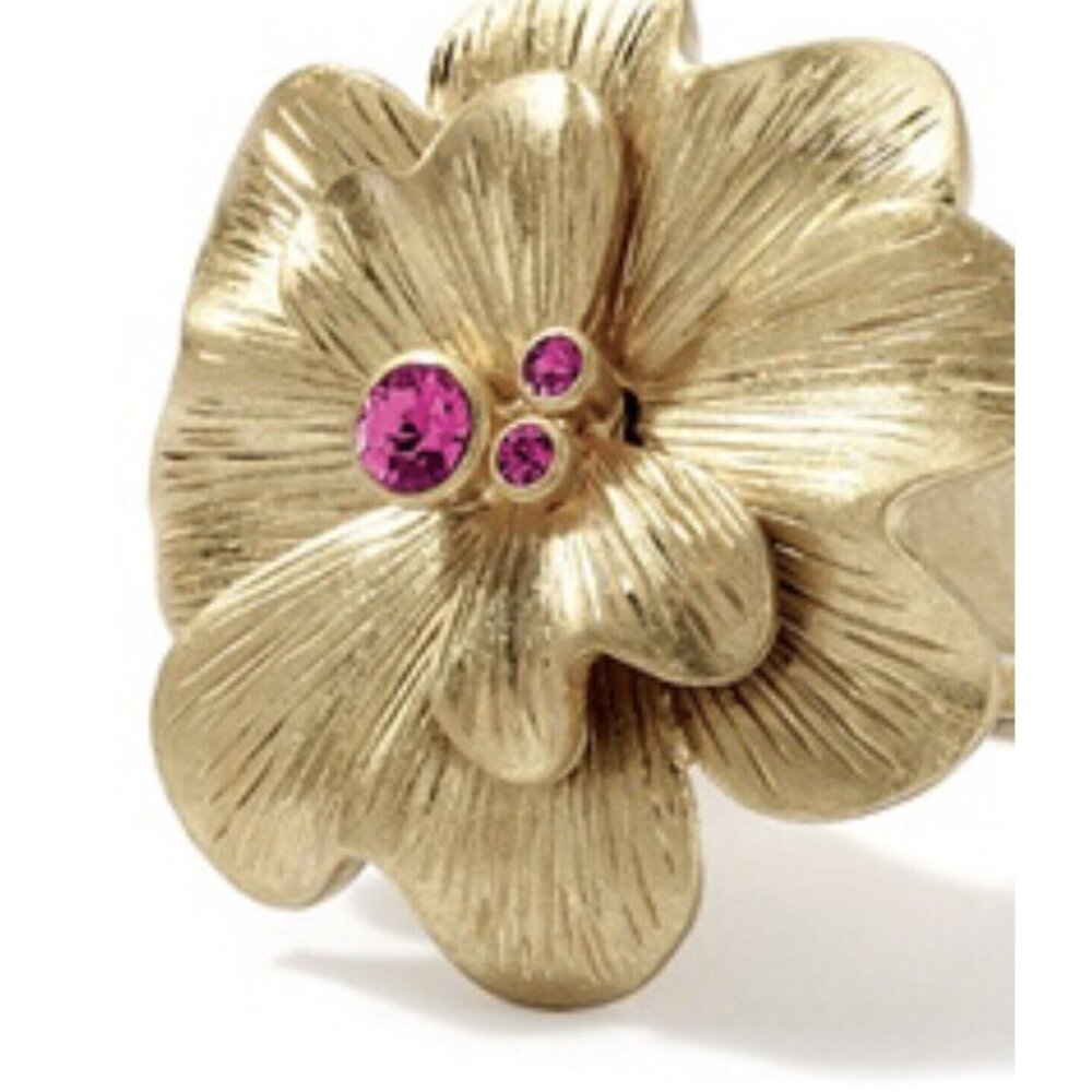 Lia Sophia Large Flower Cocktail Ring Gold Tone New Size 9